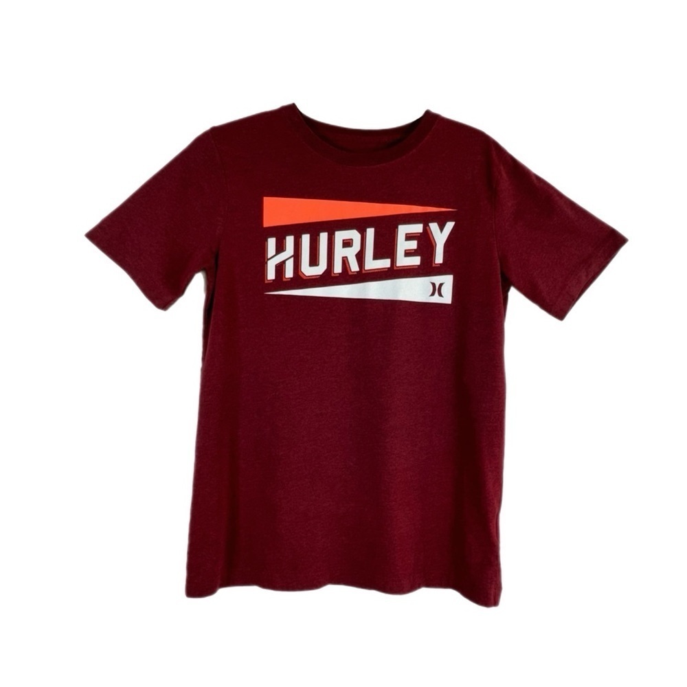 Hurley Boys Print Design Burgundy Short Sleeve Ter